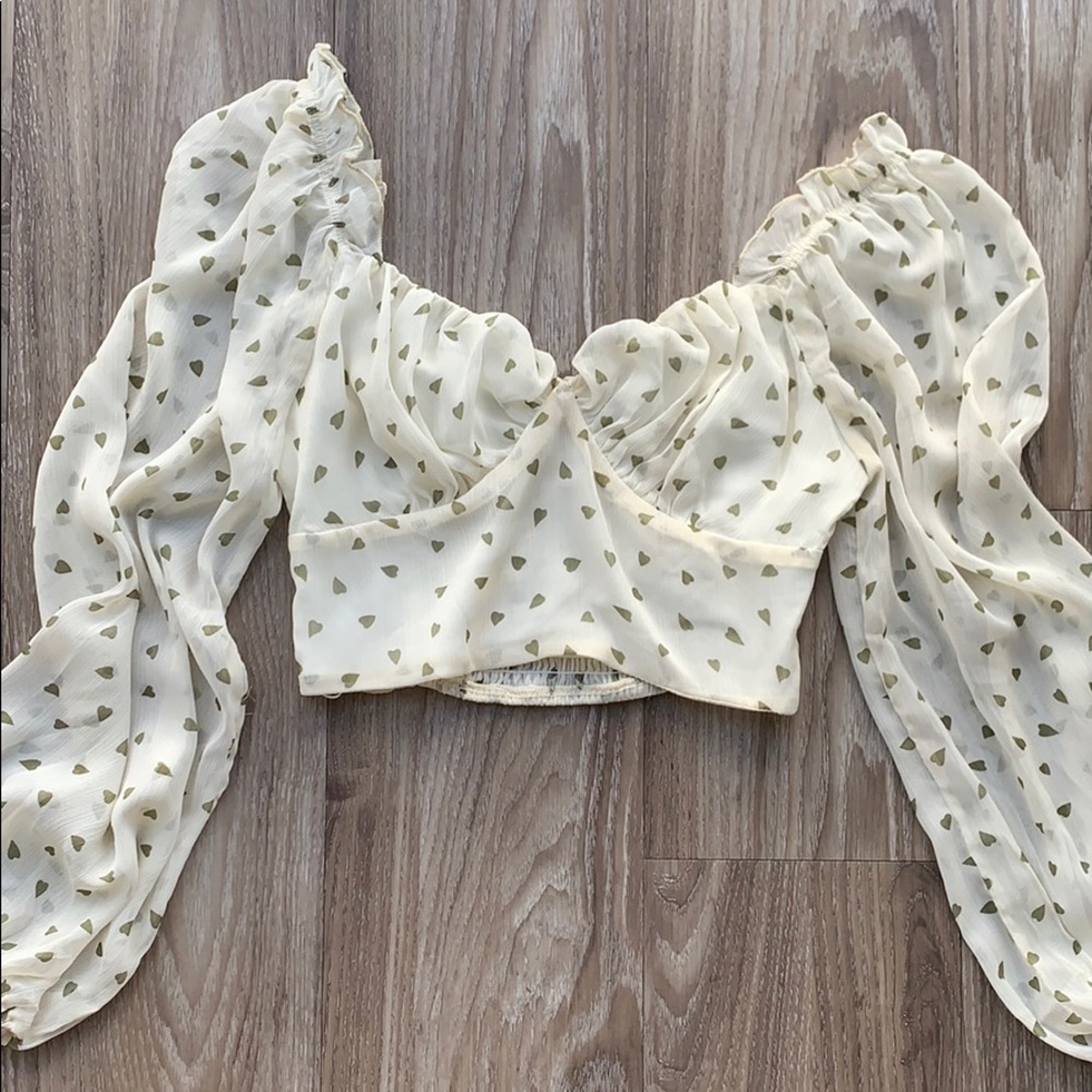 Cropped White Peasant Top